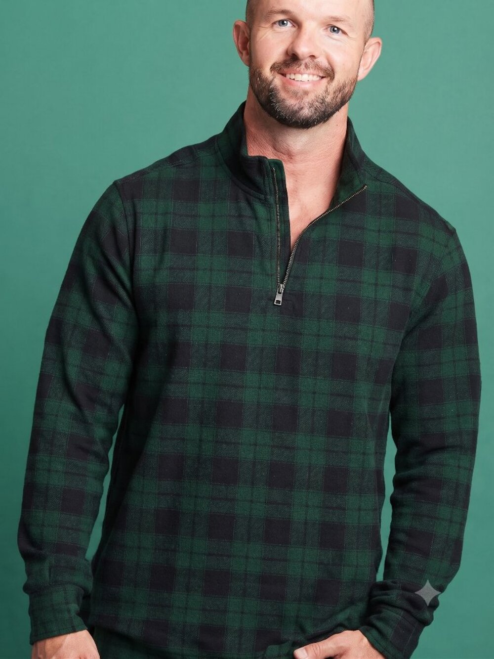 NWT ✨ Men's 1/4 Zip Sweatshirt Bums&Roses Family Matching Plaid Tidings - Size:L